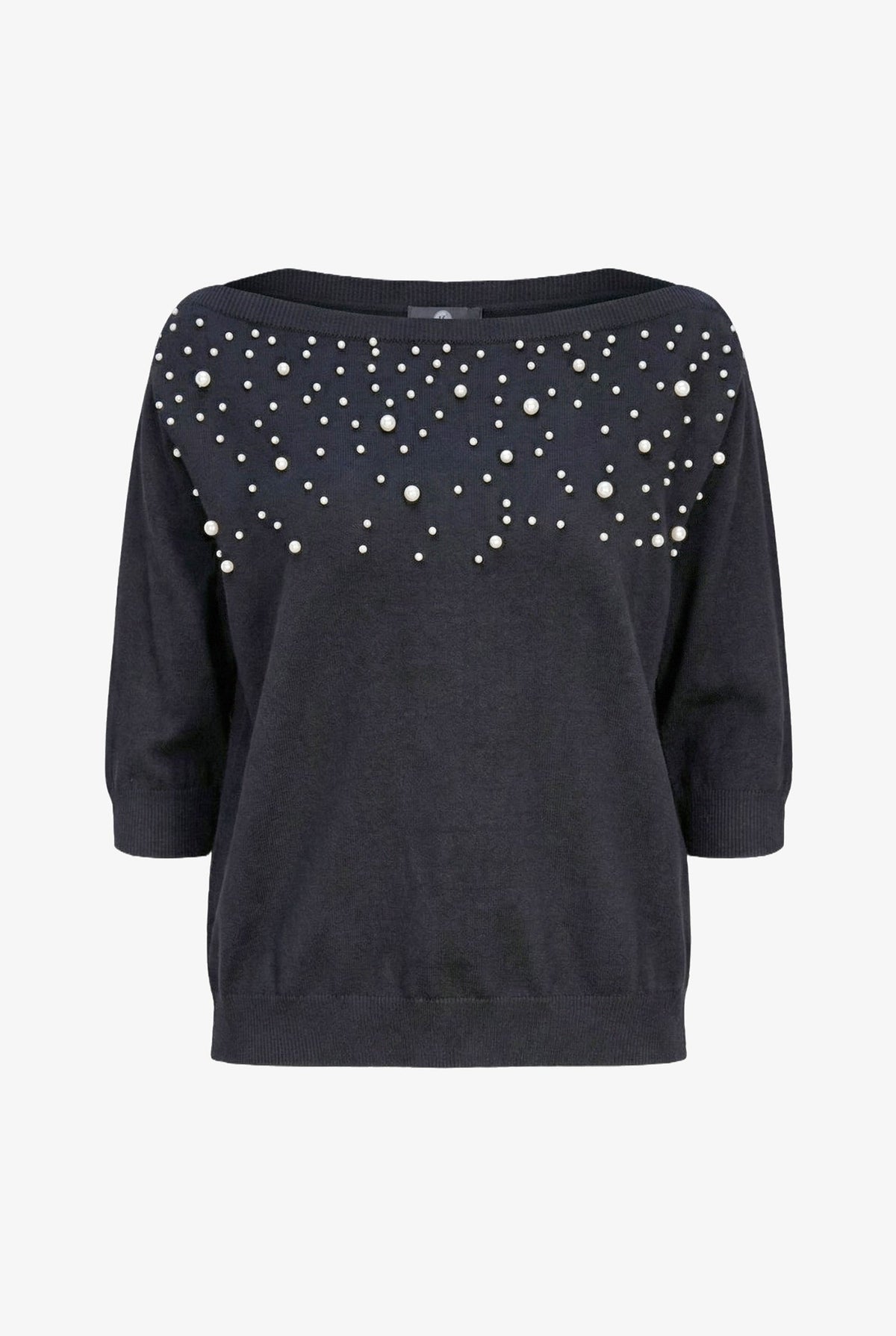 Women's Boat-Neck Sweater, Elbow-Length Sleeves & Pearl Details