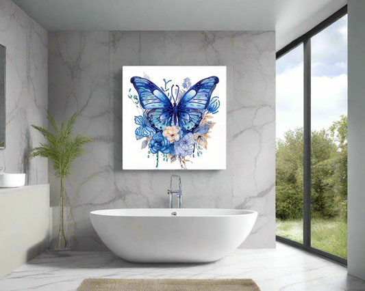 Wandkunst – Blauer Schmetterling groß – Leinwandbild