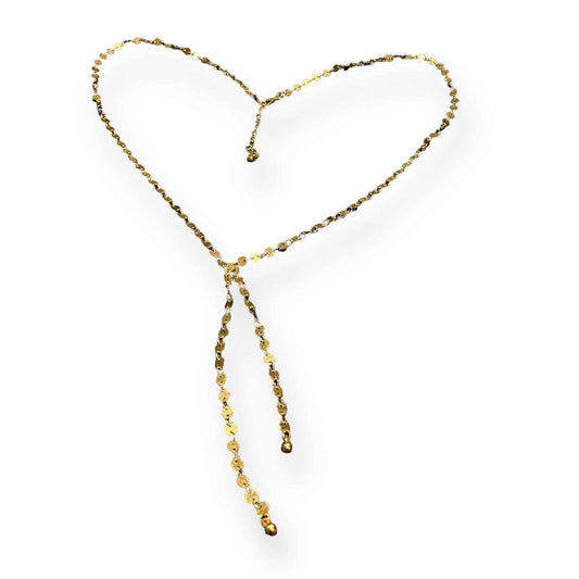 Disc Chain Necklace With Double Drop In Gold Plate