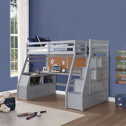 Mojo Twin/Full Etagenhochbett mit Arbeitsplatz & Stauraum - Grau