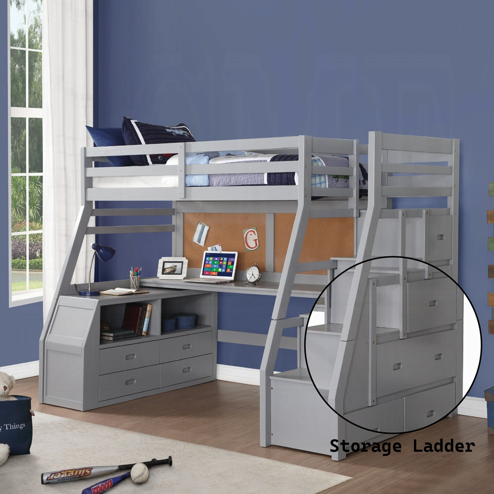 Mojo Twin/Full Etagenhochbett mit Arbeitsplatz & Stauraum - Grau