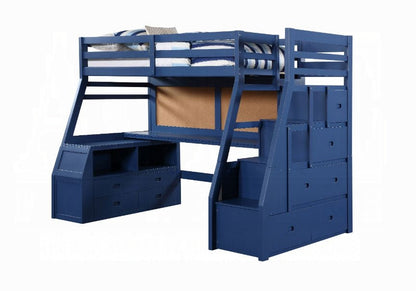 Mojo Twin/Full Etagenbett mit Arbeitsplatz und Stauraum - Marineblau