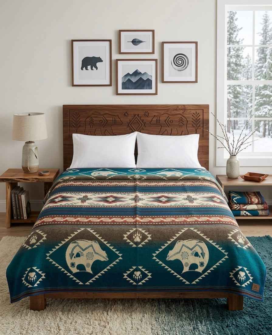 OLDTRIBES™ Bear Cubs Reversible Alpaca Blanket