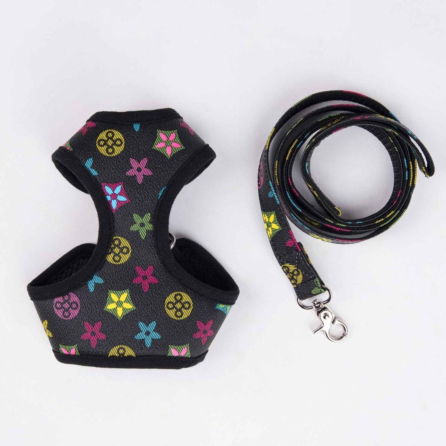 Chewy Vuitawn Noir Dog Harness and Leash Set | Dog Harness Set