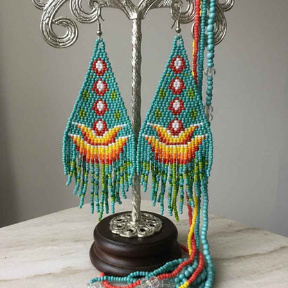 Turquoise Flame Blossom Drop Earrings