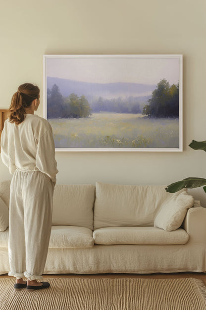 LÄNDLICHES ERWACHEN, Werk auf gespannter Leinwand