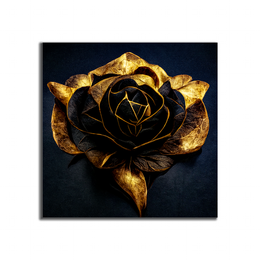 Leinwandbild – Schwarzgoldene Blume – Wandkunst