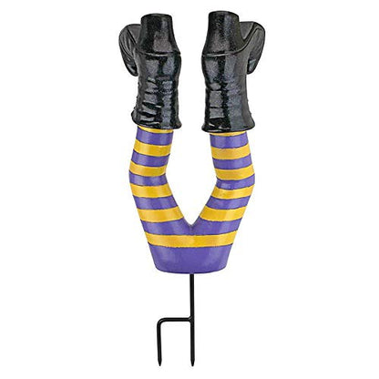 Design Toscano Crash Landing Wicked Witch Legs Halloween Garden Stake Statue, 42 cm, Polyresin,