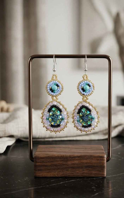 Drop Beaded Earrings green collection