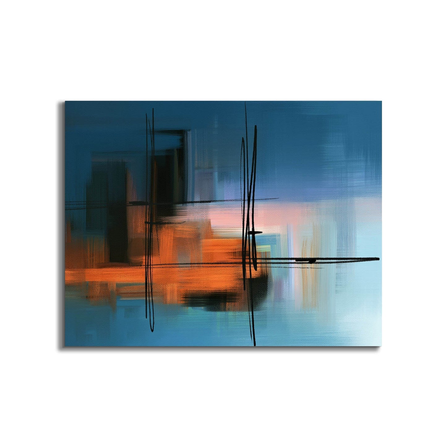 Wandbild-Blautöne Abstrakt- Leinwandbild - RGB Lack #4836-105