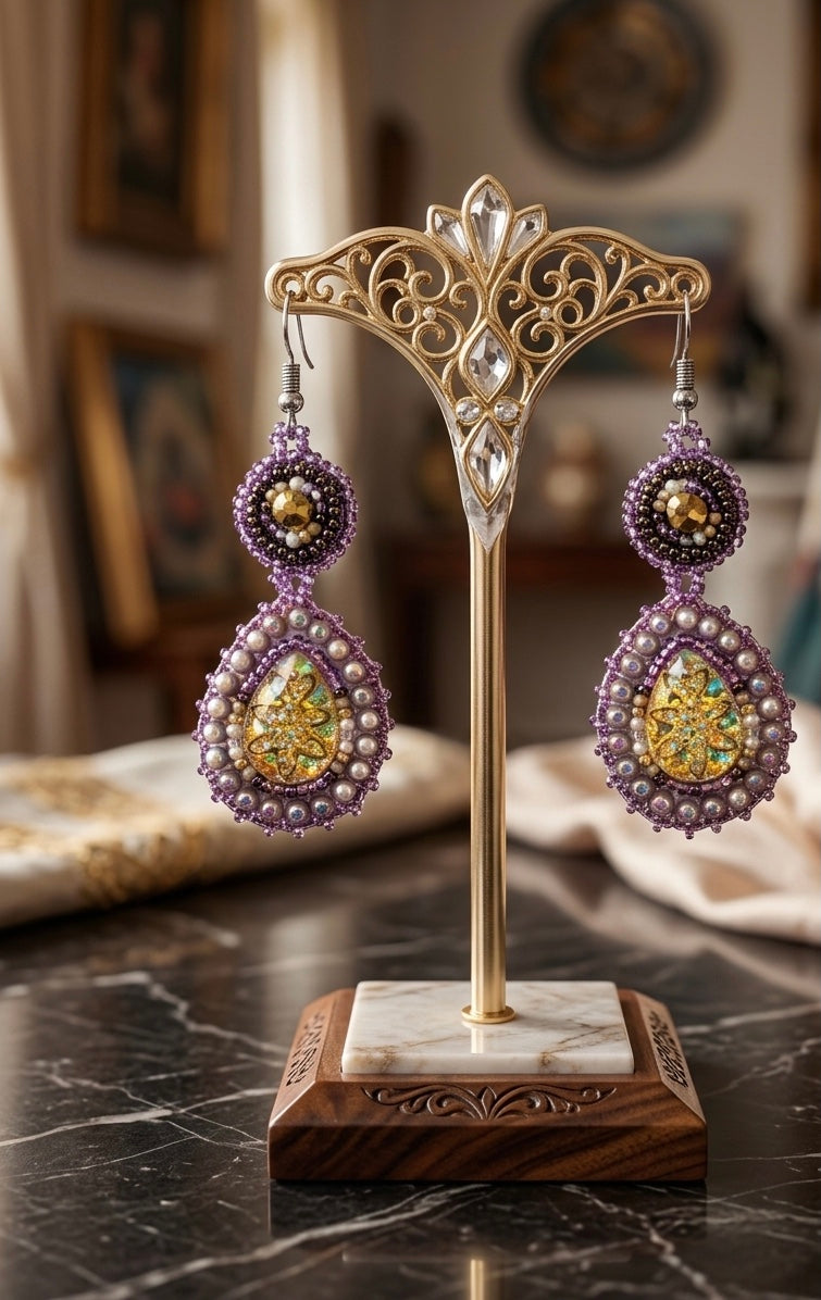 Drop Beaded Earrings. Yellow collection
