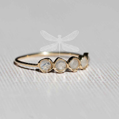 Moonstone Band Ring in 14K Yellow Gold