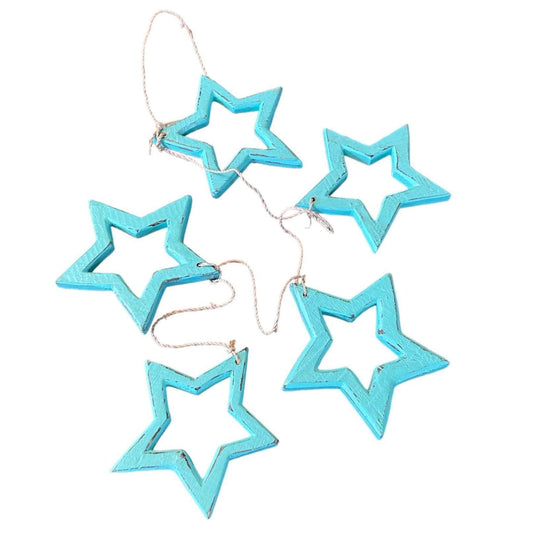 Hanging String Of Open Wooden Stars