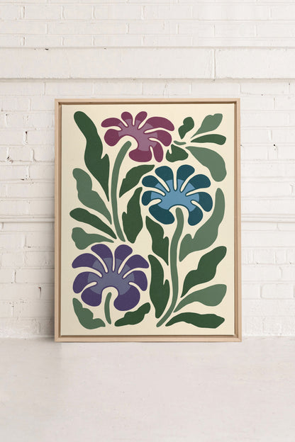 MYSTIC AZURE BLOOMS, Kunstwerk auf gestreckter Leinwand