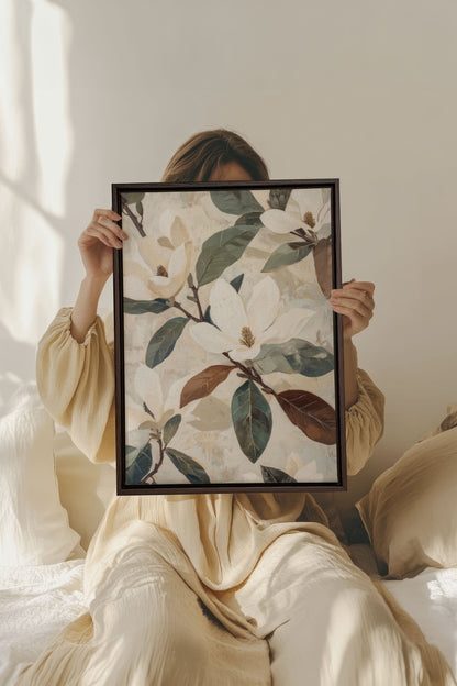 MAGNOLIENBLÜTEN, Kunstwerk auf gespannter Leinwand