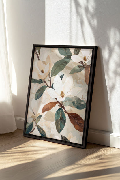 MAGNOLIENBLÜTEN, Kunstwerk auf gespannter Leinwand