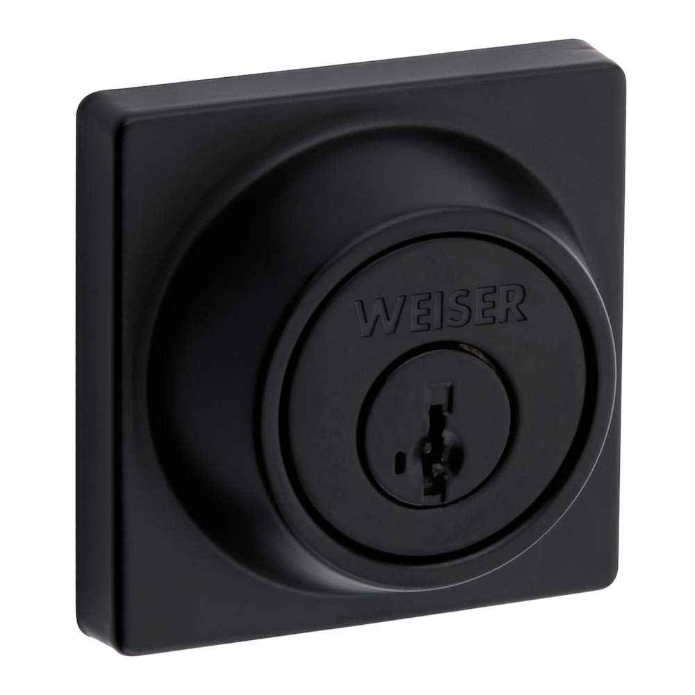 Weiser Elements Matte Black Square Deadbolt Lock, ANSI/BHMA Grade 3 Certified Front Door Lock, Kick Proof, Bump Proof & Anti-theft Exterior Door Lock with Key, Traditional Door Locks for Entry Door 🍁 All In One Marketplace Canada