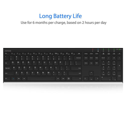 Arteck 2.4G Wireless Keyboard Stainless Steel Ultra Slim Full Size Keyboard with Numeric Keypad for Computer/Desktop/PC/Laptop/Surface/Smart TV and Windows 10/8/ 7 Built in Rechargeable Battery 🍁 All In One Marketplace Canada
