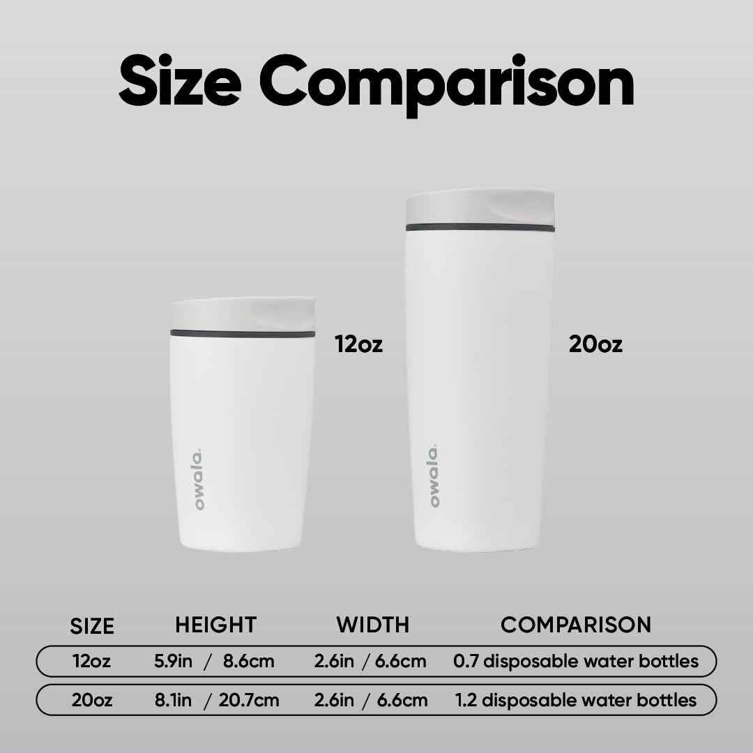 Owala SmoothSip Slider Insulated Stainless Steel Coffee Tumbler, Reusable Iced Coffee Cup, Hot Coffee Travel Mug, BPA Free 12 oz, Sugar High 🍁 All In One Marketplace Canada