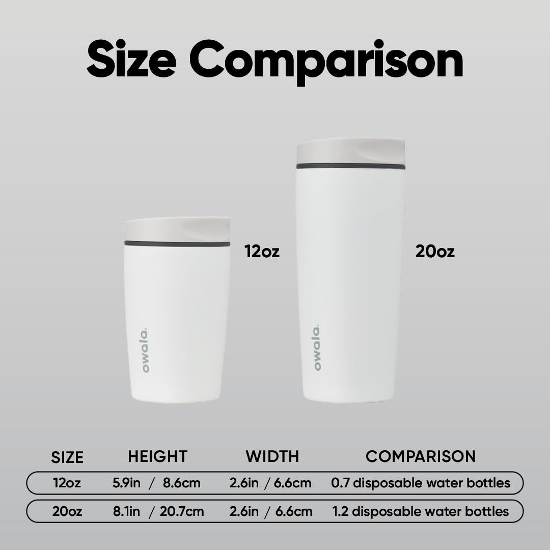 Owala SmoothSip Slider Insulated Stainless Steel Coffee Tumbler, Reusable Iced Coffee Cup, Hot Coffee Travel Mug, BPA Free 20 oz, Sugar High 🍁 All In One Marketplace Canada