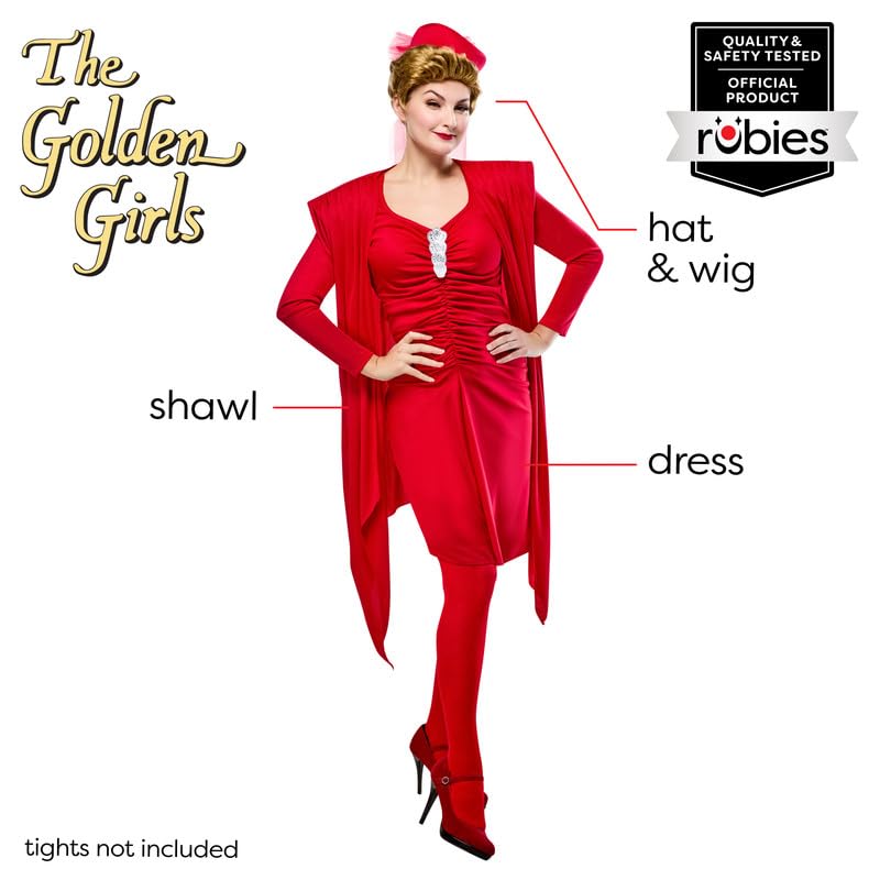 Rubies Women's Golden Girls Blanche Costume Set with Wig, Medium, TV Show Look Perfect for Halloween, Parties, and More