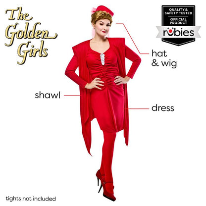 Rubies Women's Golden Girls Blanche Costume Set with Wig, Medium, TV Show Look Perfect for Halloween, Parties, and More