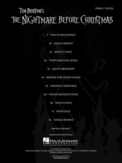 Tim Burton's: The Nightmare Before Christmas | Sheet Music Songbook | Piano Vocal Guitar Arr. for Movie Soundtrack Fans | 11 Iconic Halloween and Christmas Songs | Film Music for Piano and Voice