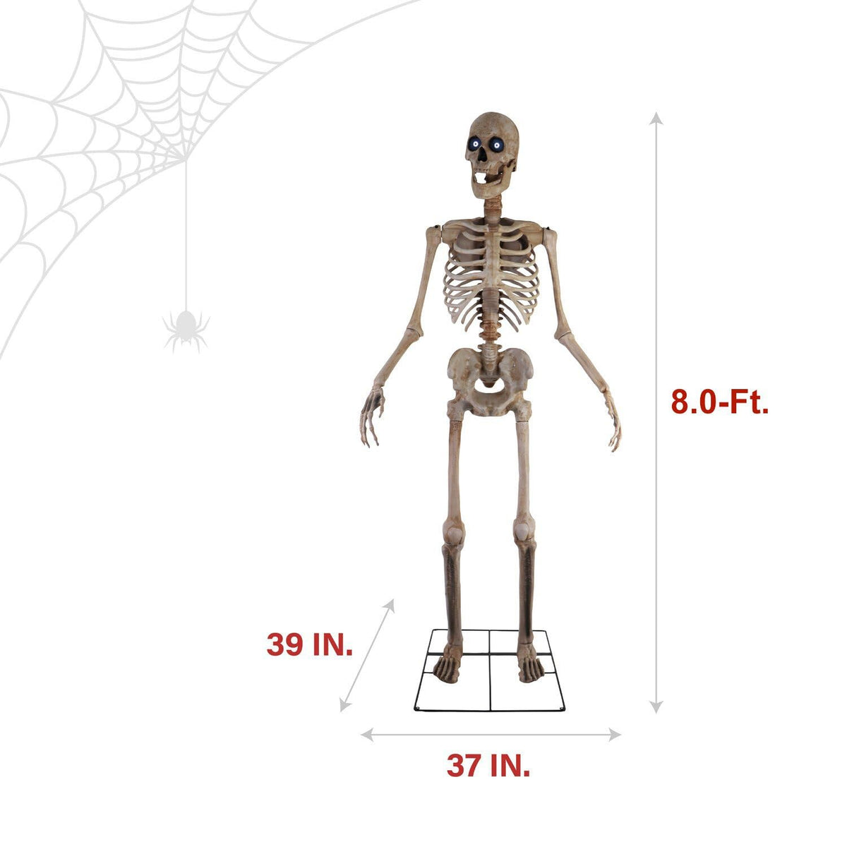 Haunted Hill Farm 8-Ft. Tall Bones McNeely The Towering Skeleton by SVI, Plug-in Motion-Activated Talking Scare Prop Animatronic for Indoor or Covered Outdoor Creepy Halloween Decoration