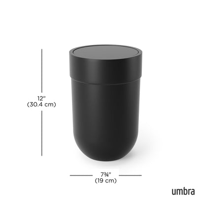 Umbra Touch Trash Can, Small 1.6-Gallon Garbage Bin with Swing Lid, Waste Basket for Bathroom or Office, Black 🍁 All In One Marketplace Canada