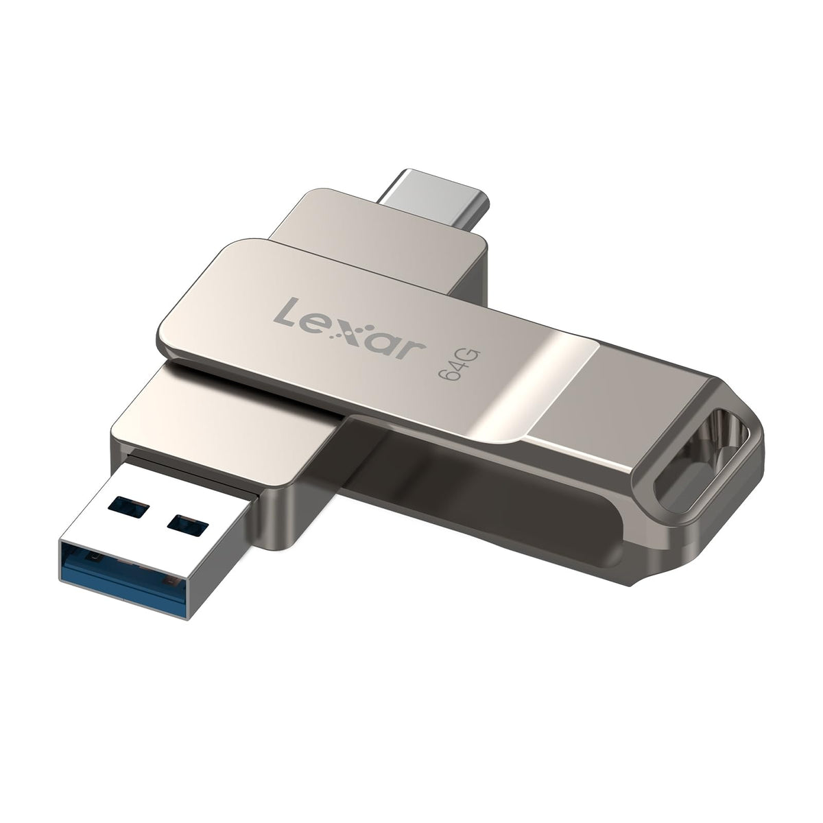 Lexar D40E 64GB Dual USB 3.2 Gen 1 Type-C Jump Drive, USB-C Flash Metal Housing Swivel Design Thumb Drive (Champagne Silver) 🍁 All In One Marketplace Canada
