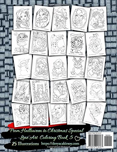 From Halloween to Christmas Special Line Art Coloring Book 5