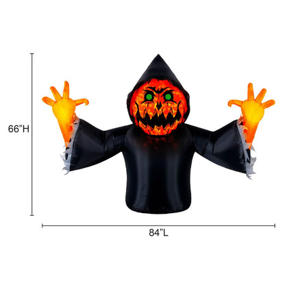 Occasions Halloween 7 Foot Inflatable Pumpkin Reaper with Swirling Lights