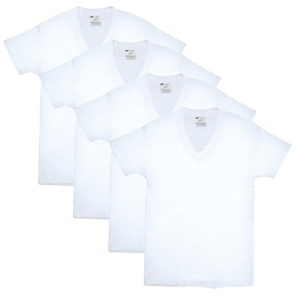 Hanes Men's ComfortSoft 4 Pack FreshIQ Cotton V-Neck T-Shirt, White, Medium 🍁 All In One Marketplace Canada