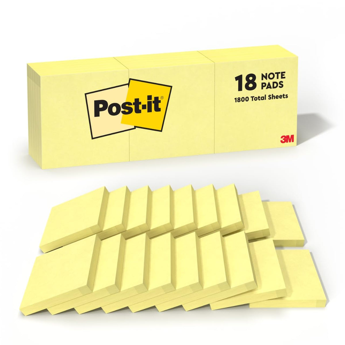 Post-it Notes, 3x3 in, 18 Pads, Canary Yellow, Clean Removal, Recyclable 🍁 All In One Marketplace Canada