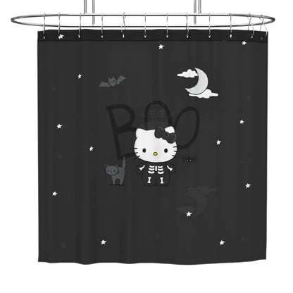 Sanrio Hello Kitty Skeleton Halloween 13-Piece Shower Curtain Set, 72 x 72 Inch Fabric Curtain with Hooks, Bathroom Decor, Machine Washable, (100% Officially Licensed Product) by Franco Collectibles