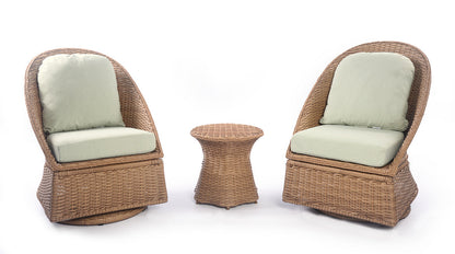 Emmett 3-Piece Wicker Outdoor Swivel Chair Bistro Set - AURABAGS SHOP