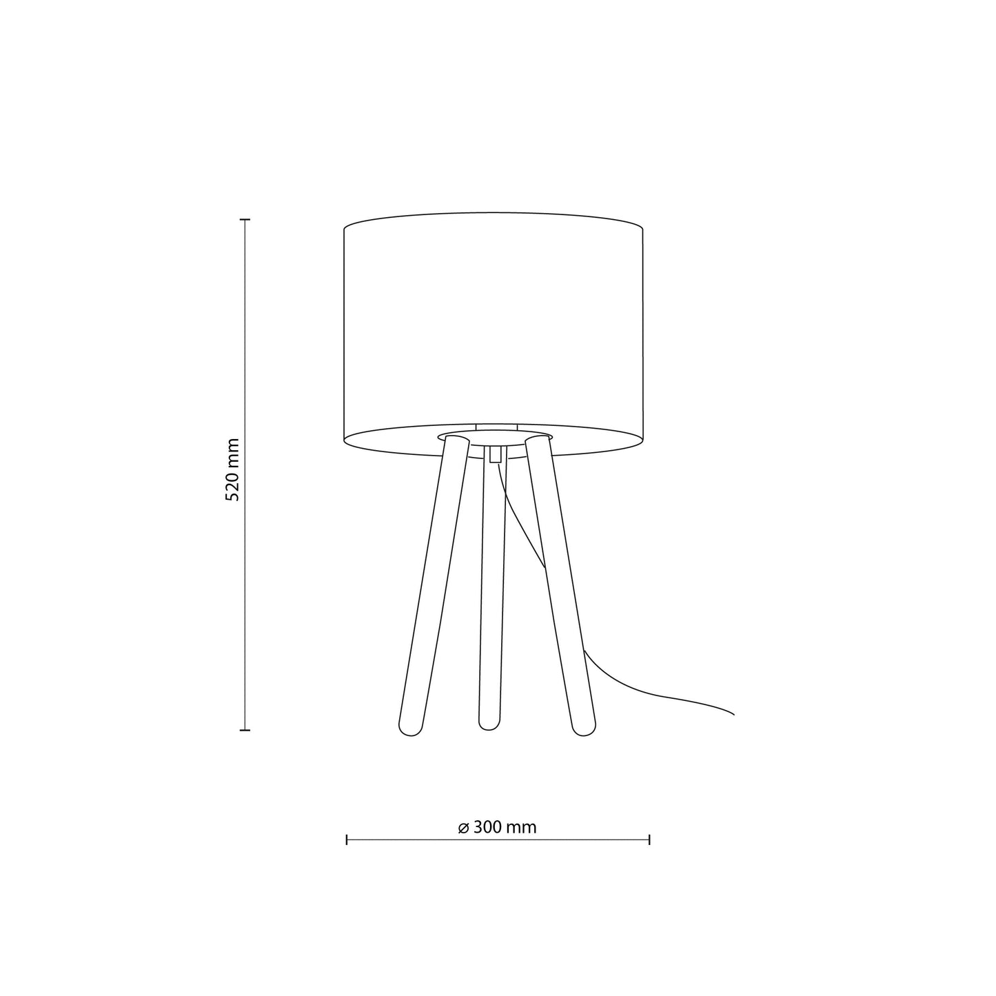 TOKYO Wood Tripod Table Lamp for Bedroom & Nightstand (Clearance)