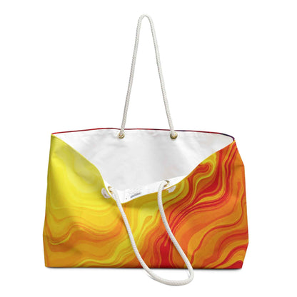 Fiery Abstract Swirl Weekender Bag | Marble Gradient Travel Tote