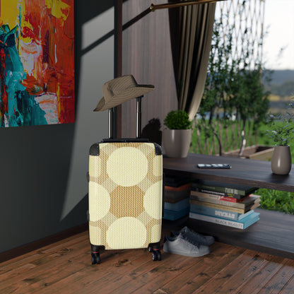 Retro Beige Circle Pattern Suitcase – Vintage Geometric Carry-On Luggage