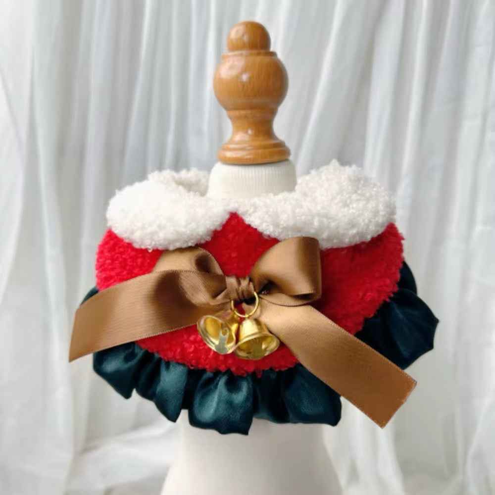 Christmas Pet Bandana – Festive Fur-Trim Holiday Accessory