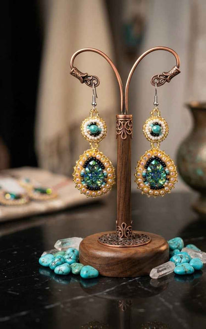 Drop Beaded Earrings green collection