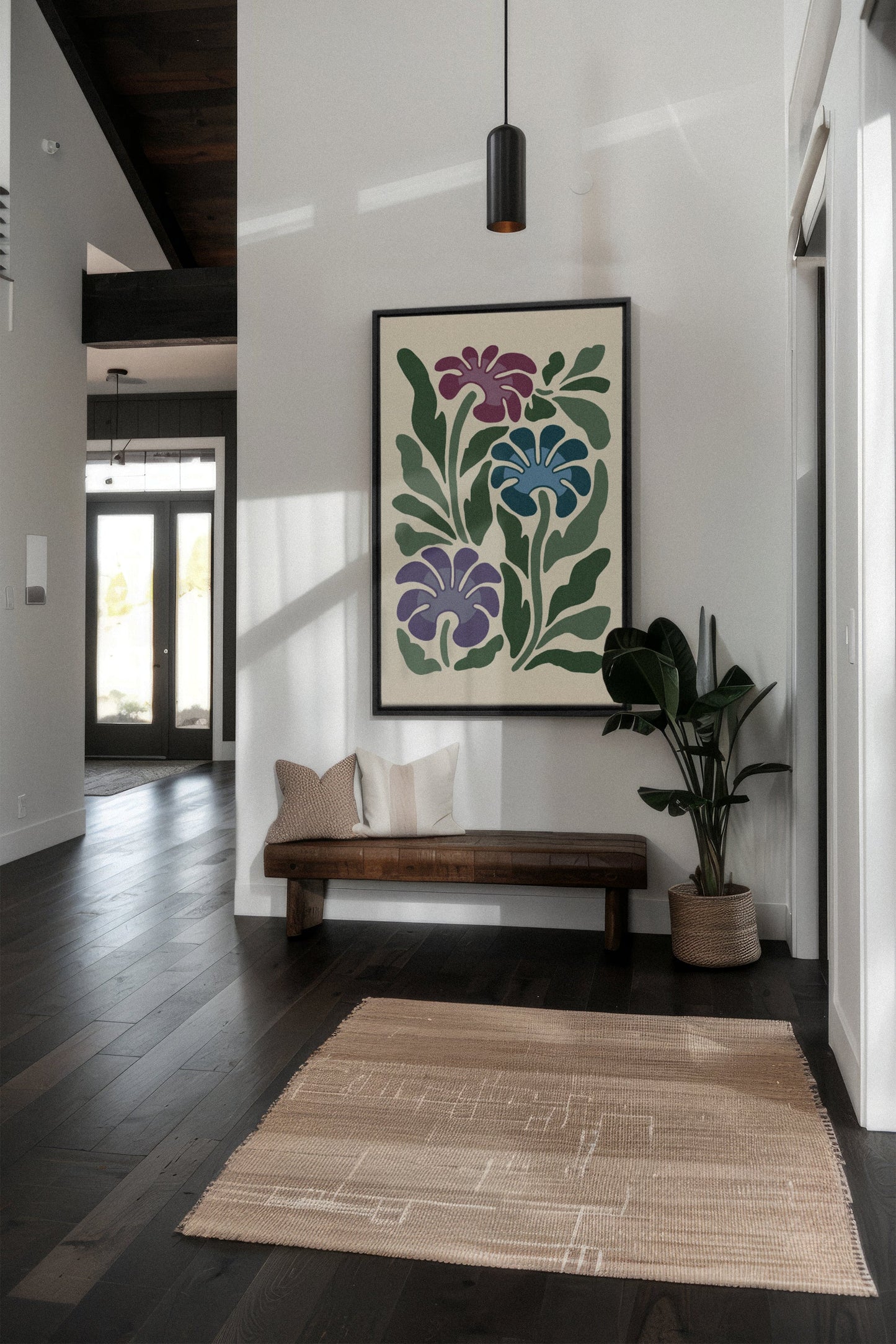 MYSTIC AZURE BLOOMS, Kunstwerk auf gestreckter Leinwand