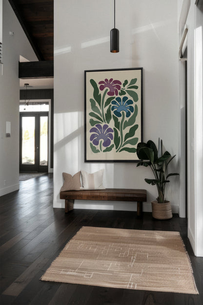 MYSTIC AZURE BLOOMS, Kunstwerk auf gestreckter Leinwand