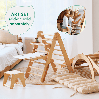 5in1 Montessori Climbing Frame Set: Triangle Ladder + Arch/Rocker + Slide Board/Ramp + Netting rope + Cushion