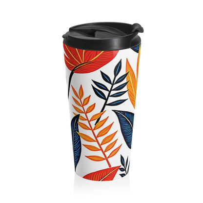 Autumn Leaves Floral Stainless Steel Travel Mug | Fall Leaf Pattern - AURABAGS SHOP