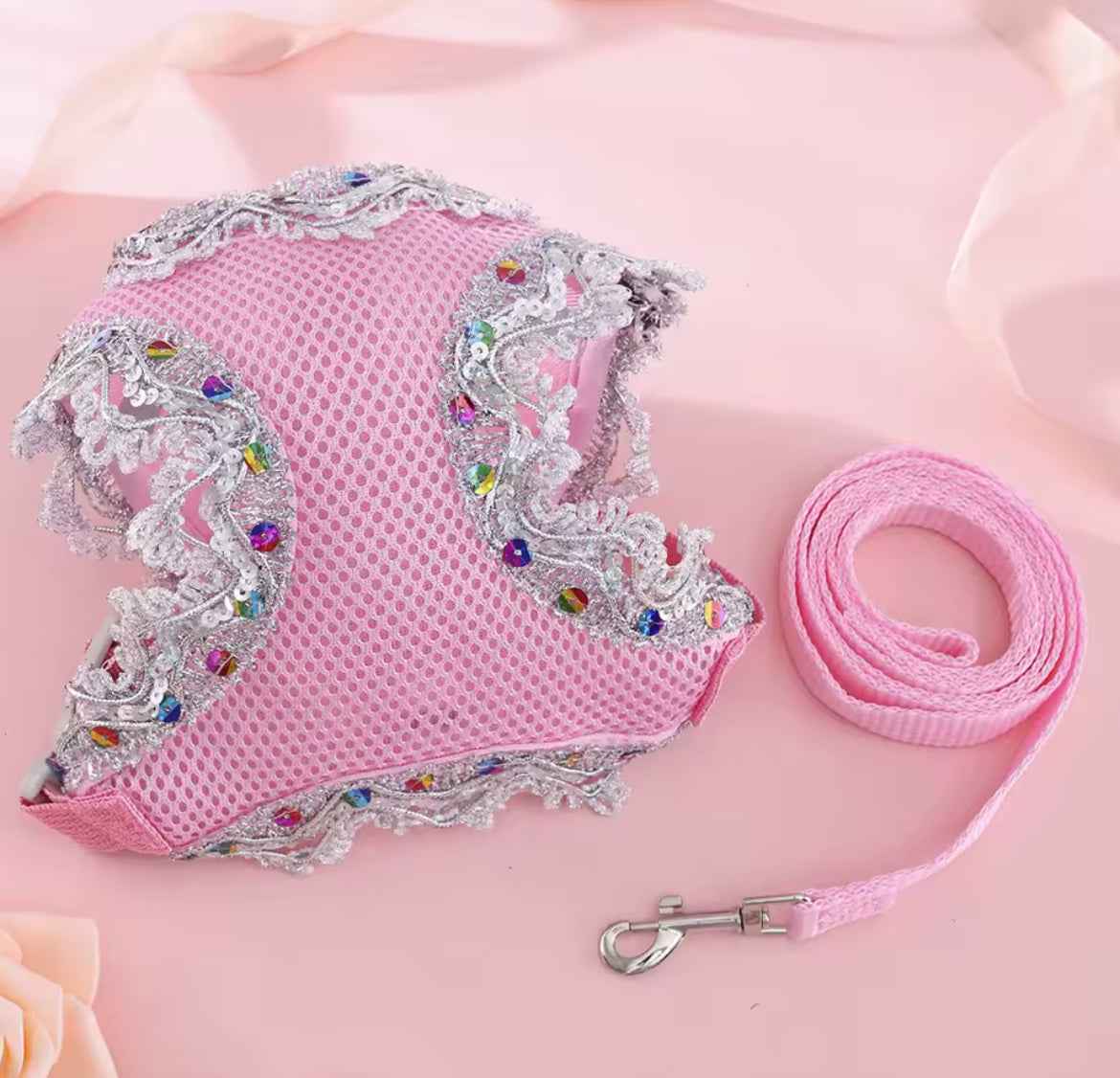Crystal Lace Dog Harness & Leash Set – Luxury Designer Pet Wear