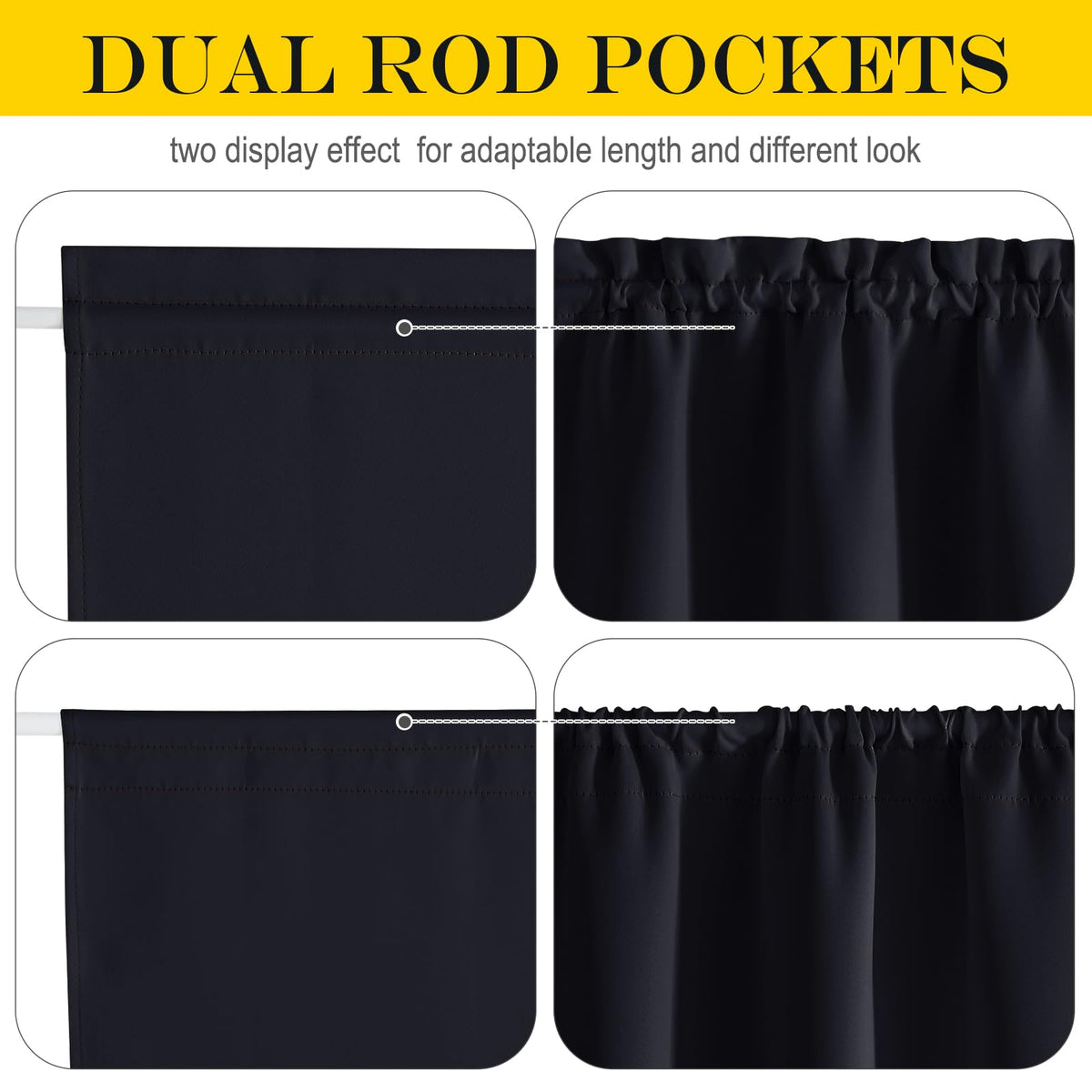 NICETOWN Blackout Window Door Curtains, Room Darkening Halloween Curtains for French Door/Glass Door, Rod Pocket Functional Thermal Insulated Doorway Curtains, 54 x 80 Inches, Black, 1 PC