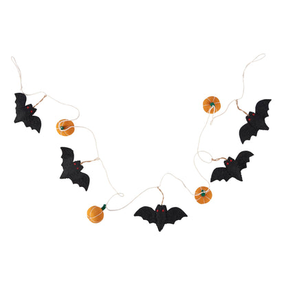 Primitives by Kathy Halloween Felt Bats and Pumpkins Garland - 72" Seasonal Home Decor