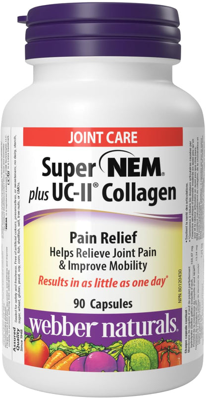 Webber Naturals Super NEM Plus UC-II Collagen, 90 Capsules, Eggshell Membrane to Help Relieve Joint Pain, Stiffness, and Mobility 🍁 All In One Marketplace Canada