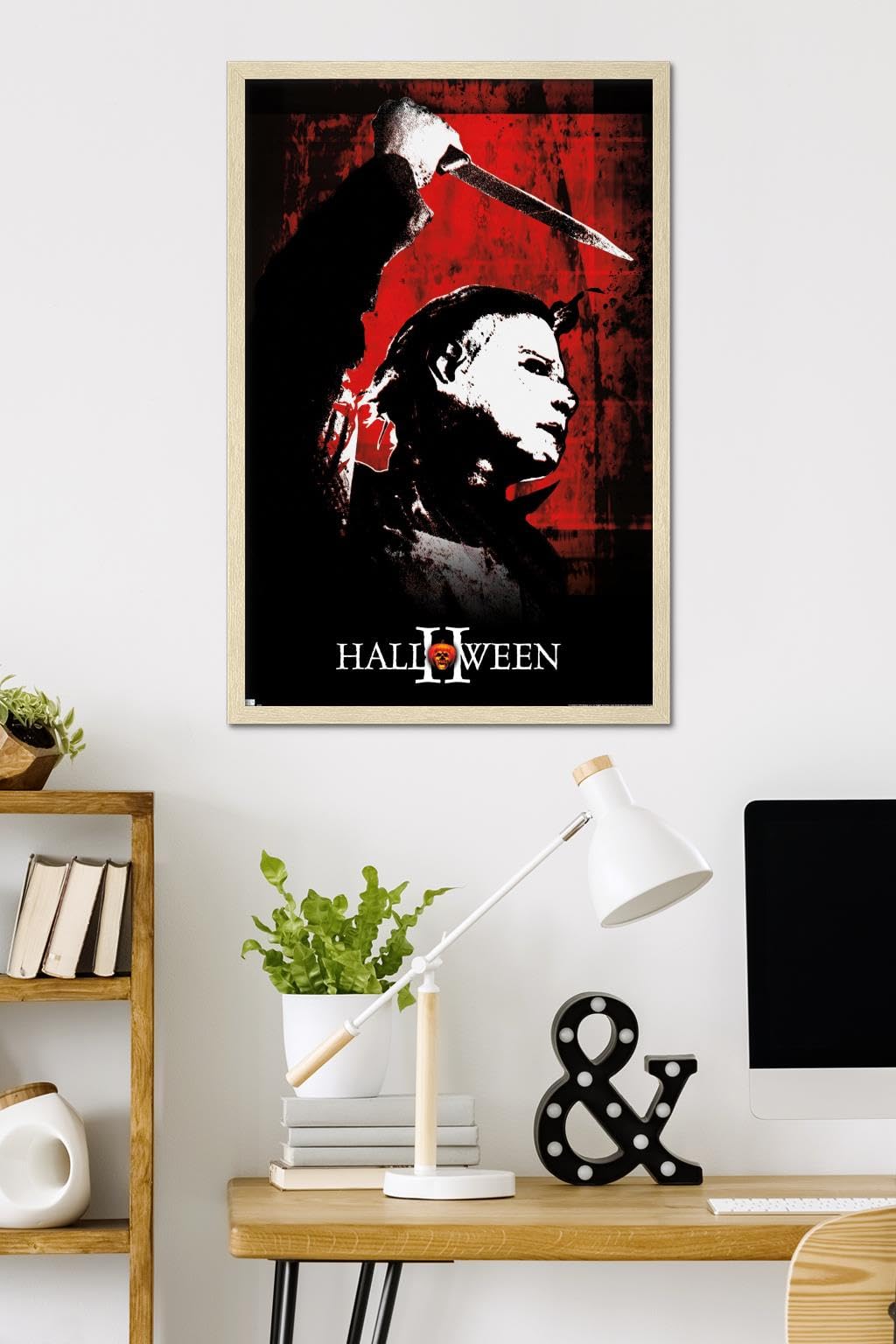 Halloween II - Red Wall Poster, 34L" x 22.4W", Blonde Framed Version
